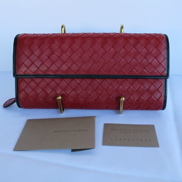 Bottega Veneta - Red Flap Wallet - Picture 1 of 16